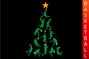 Basketball Christmas Tree SVG DXF