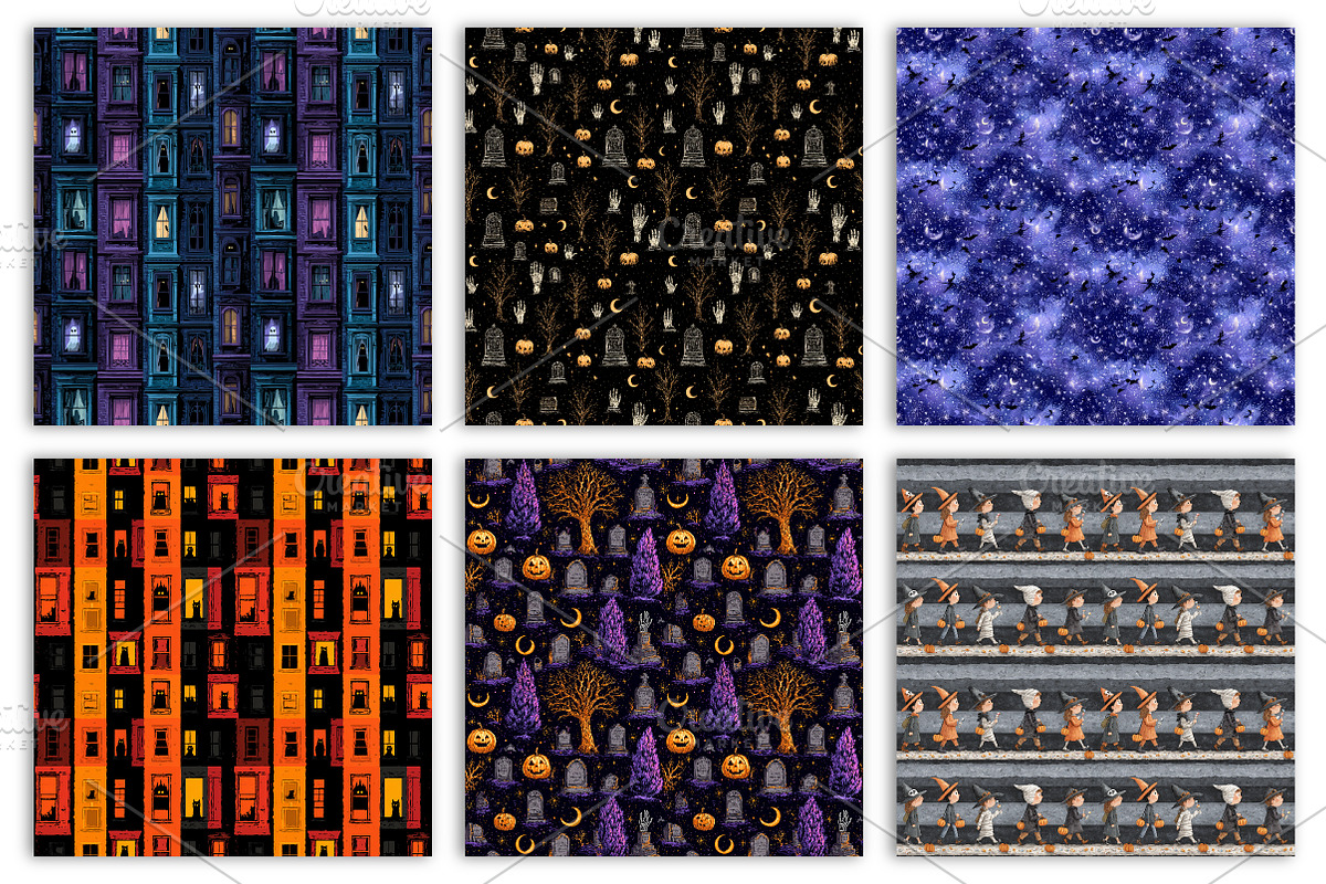 Halloween Seamless Pattern Set, an Illustration by RobertsArt (Photo 4 of 4)