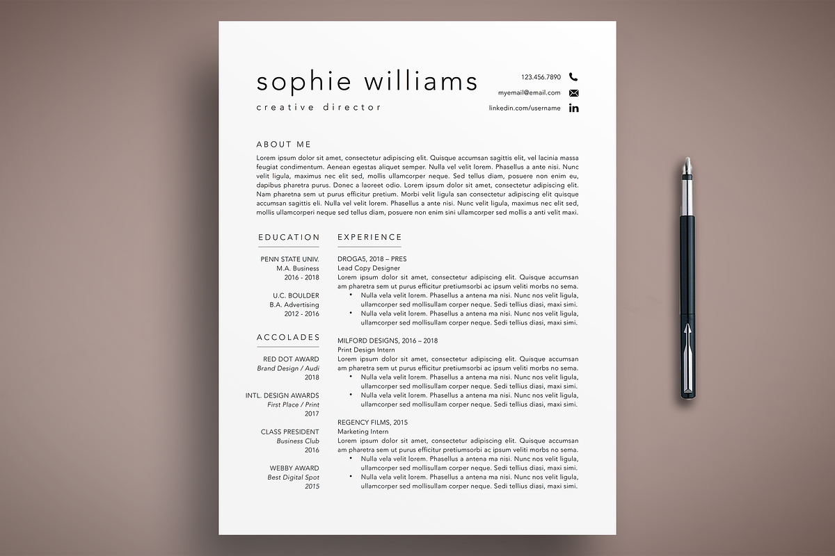 3 Page Resume CV Template Word Pages, a Resume Template by The Creative Resume (Photo 1 of 8)