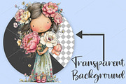 Whimsical Spring Girl Clipart Bundle, an Illustration by Canvas Craft (Thumbnail 2 of 7)