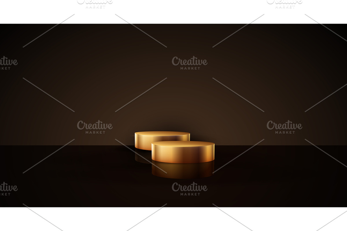 Gold cylinder podium. Golden Luxury, an Illustration by Marinstri