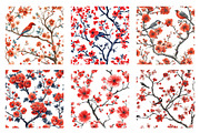 Red Chinoiserie Life Digital Paper, a Pattern Graphic by SinaCreation (Thumbnail 3 of 5)