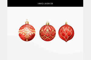 Watercolor Christmas Ornaments Red