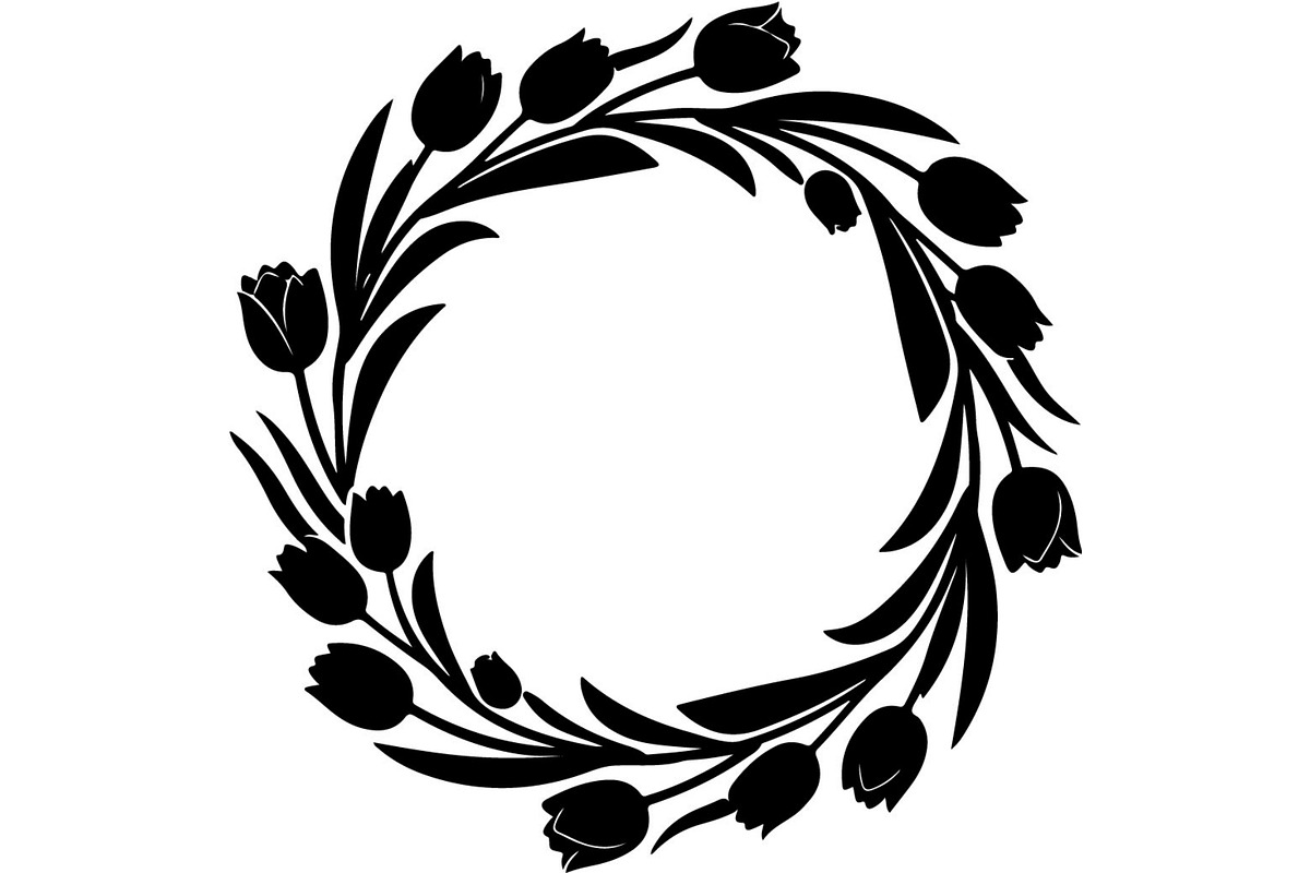 Floral HeartWreath Black Silhouet, a Person Illustration by Designer_Momina (Photo 12 of 20)