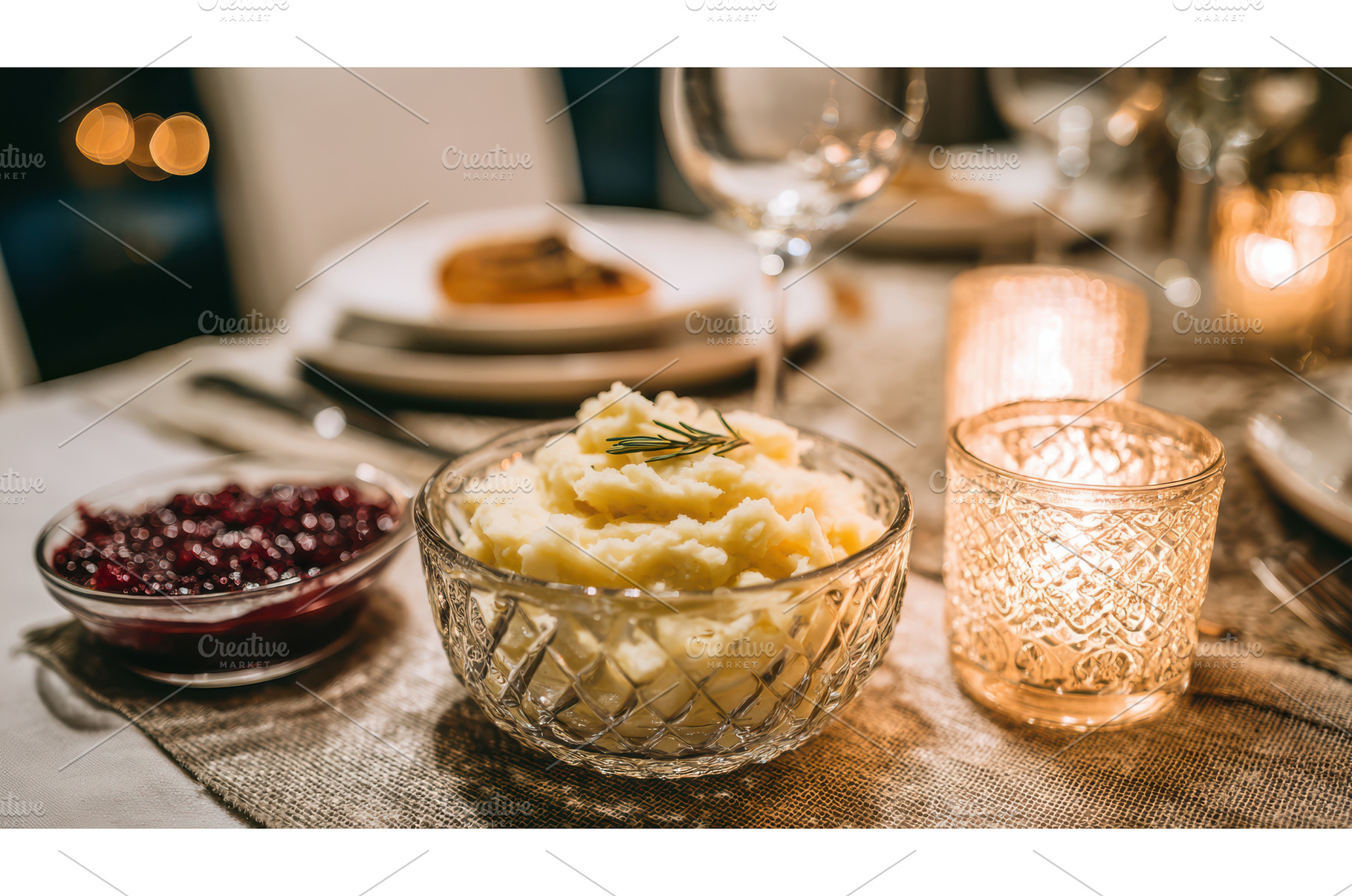 Thanksgiving table set with mashed, a Holiday Photo by Lermont51