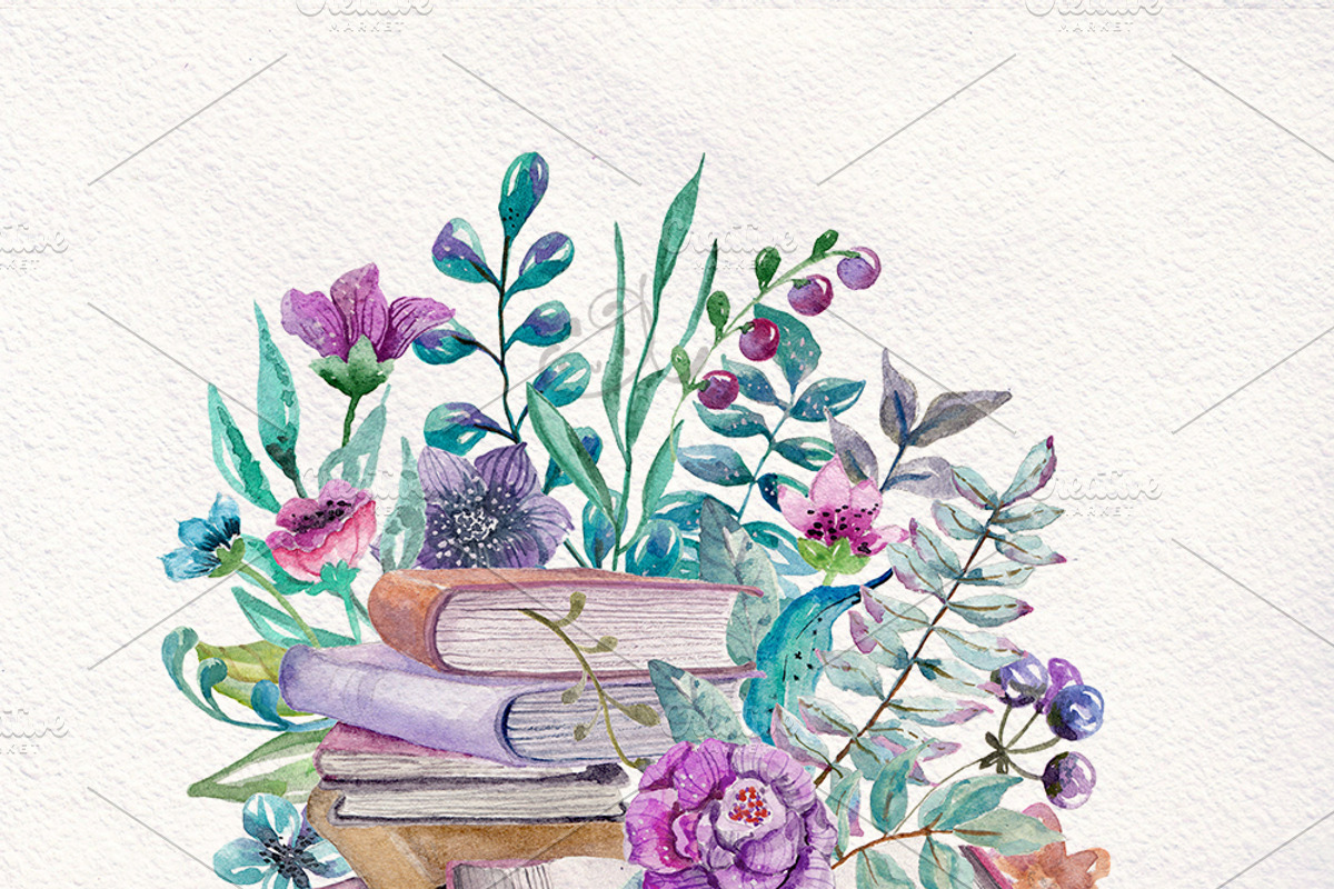 Flowers and books, an Illustration by JaneLane (Photo 3 of 5)