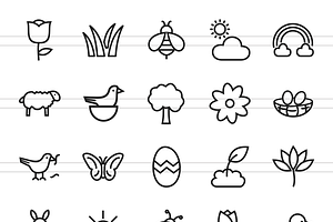 50 Spring Line Icons