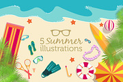 5 summer beach vector backgrounds, a Graphic by LineTale (Thumbnail 1 of 5)