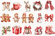 Merry Christmas Watercolor Clipart, a Seasonal Illustration by Maysa Art (Thumbnail 2 of 4)