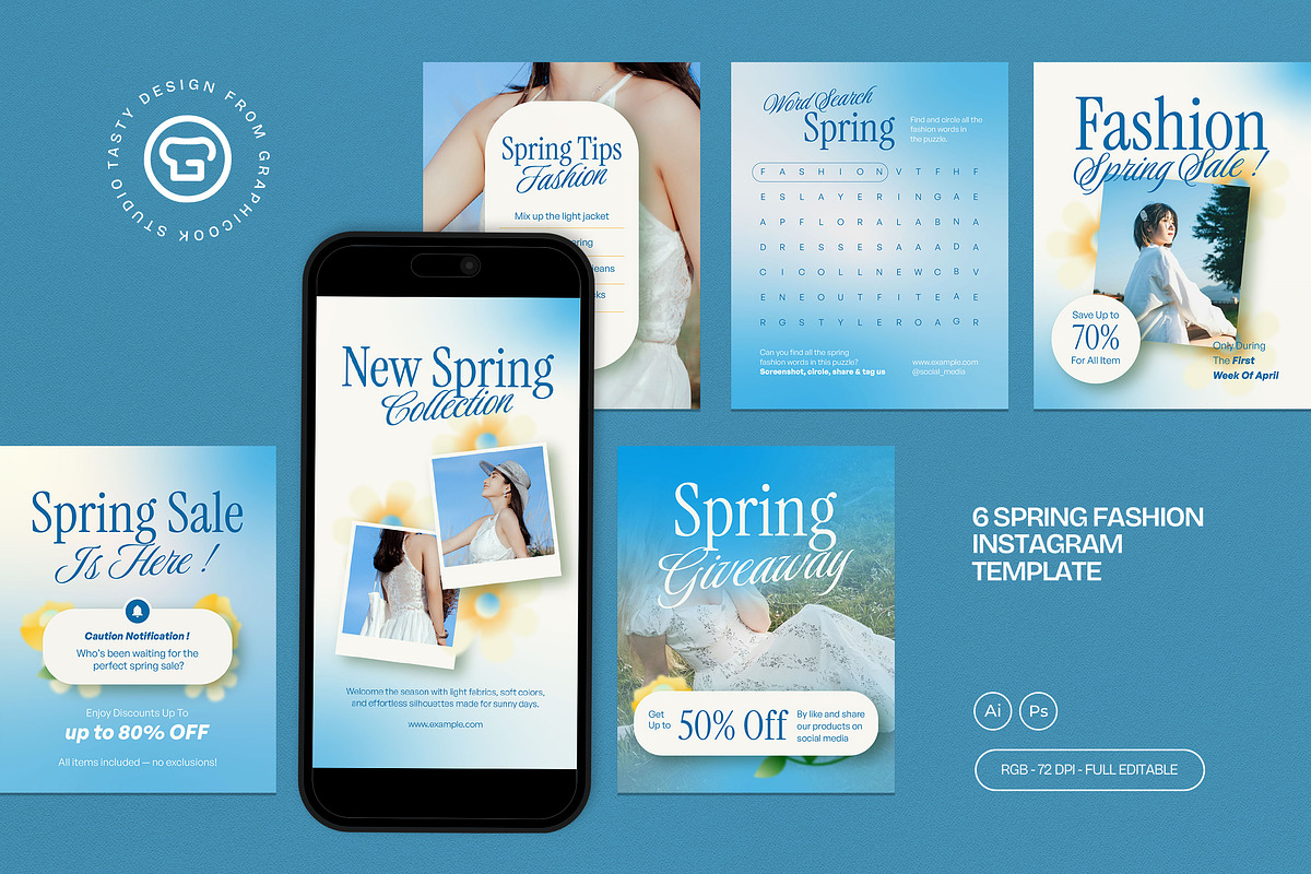 Spring Fashion Instagram Template, a Social Media Template by graphicook (Photo 1 of 3)