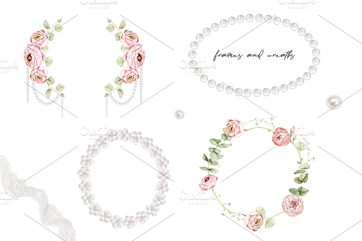 Fleur de Perle Watercolor Clipart, a Decorative Illustration by Eves_Aquadreams (Photo 4 of 12)