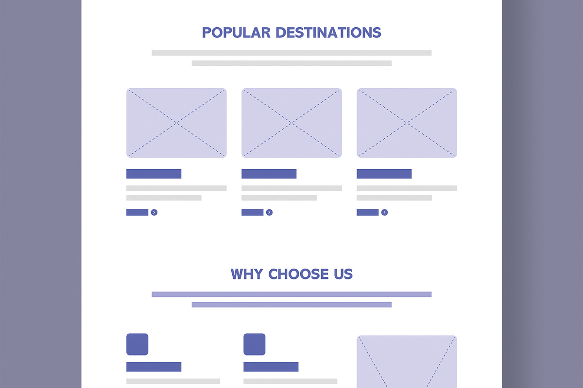 Modern Travel Website Wireframe, a Wireframe Template by MightyDesign (Photo 3 of 9)