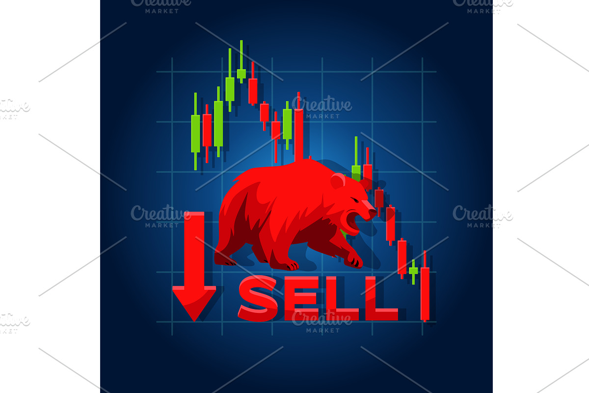 Bear Market Sell Signal with Down, a Finance Illustration by BabySofja