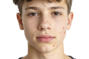 Young person with pimples on his cheek, a Person Photo by DanFLCreativo