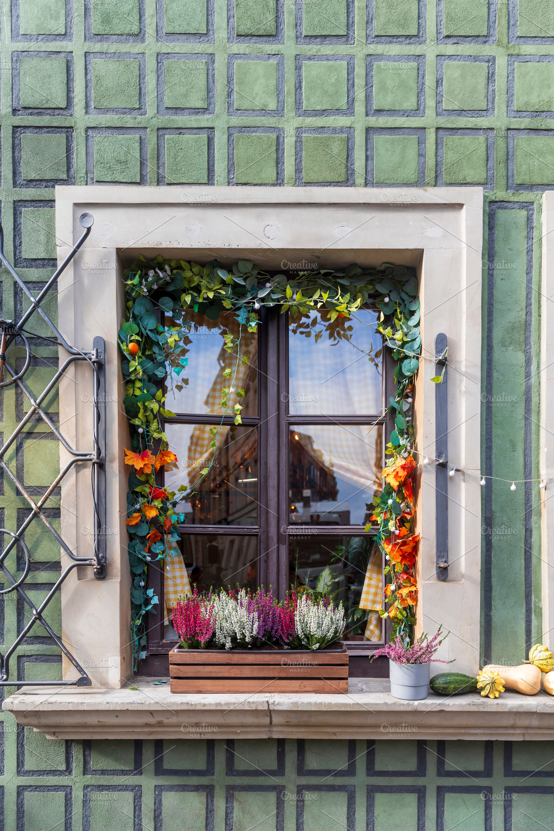 Historic Window Decorated with Autum, a Holiday Photo by Imaginarium