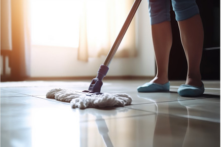 Woman cleaning house floor. Generate, a Person Photo by Ylivdesign