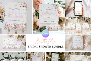 Butterfly Bridal Shower Party Bundle, an Invitation Template by Digital_Mind