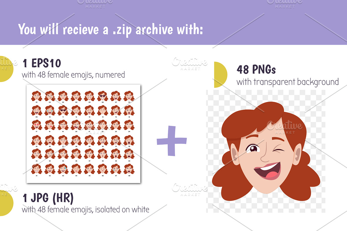 48 female emojis set, an Emoji Icon by insemar (Photo 2 of 2)