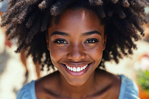 Smiling young black woman, a Person Photo by Volff