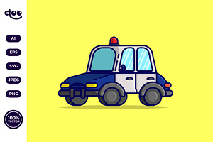 Simple Police Car Cartoon vector, a Transportation Illustration by Satisfactoons