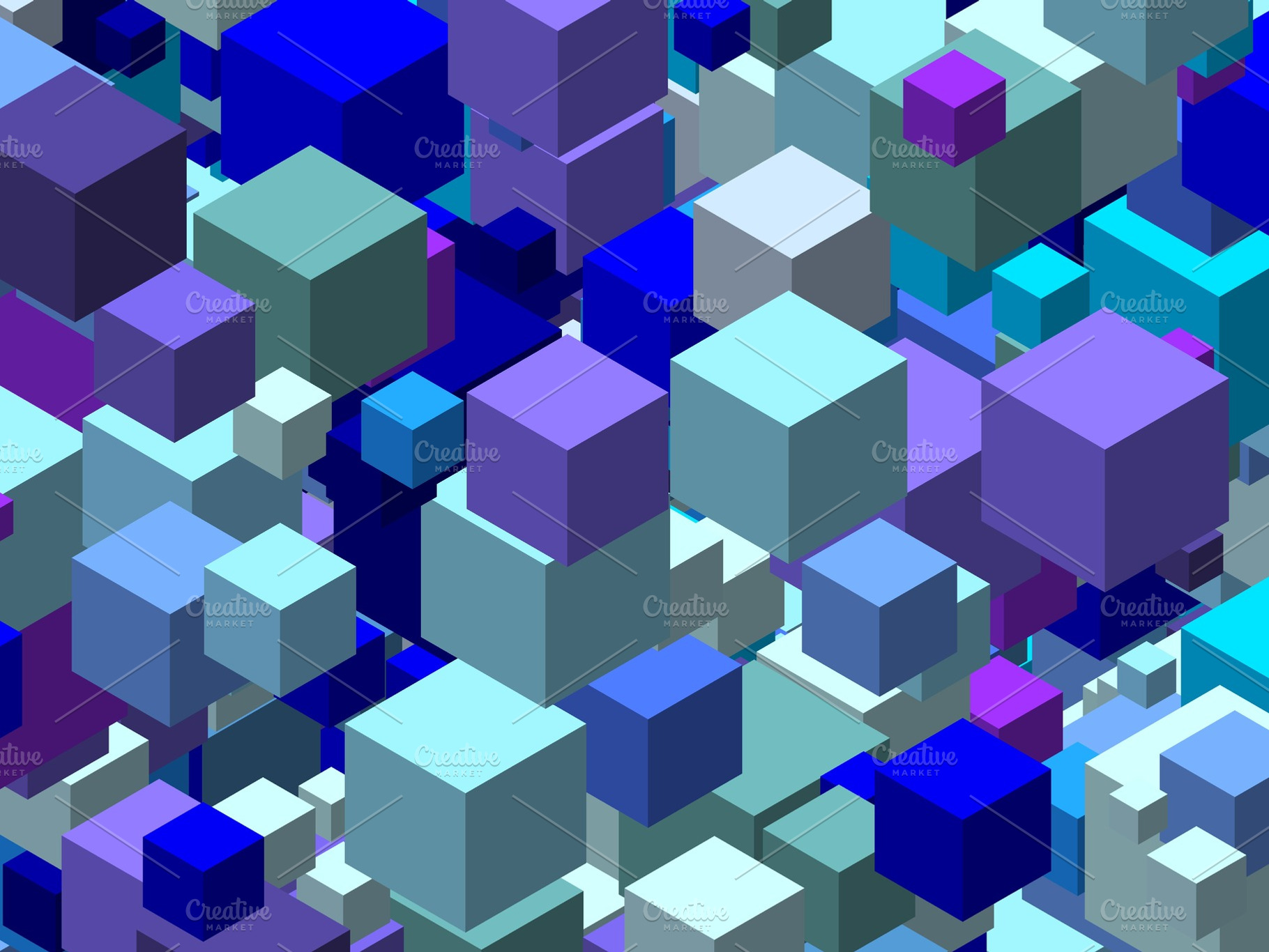 abstract cubes art blues on white, a Photo by WorldOfPhotos