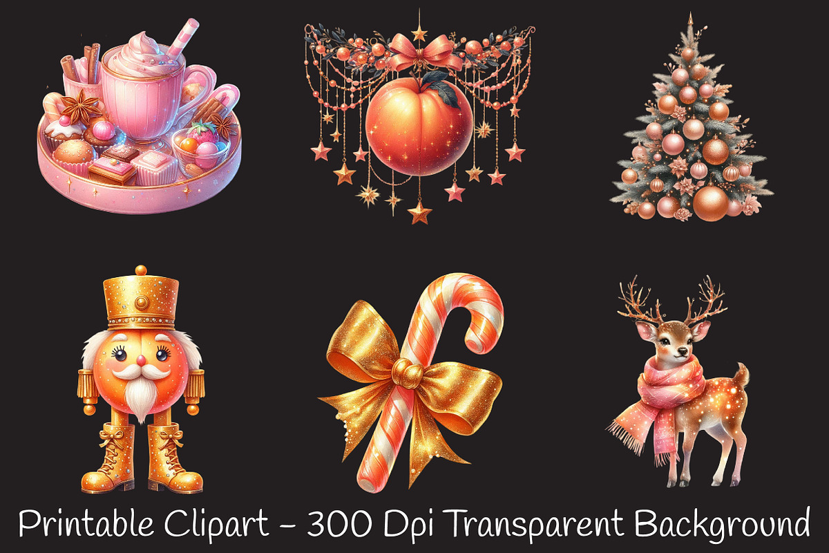 Peach Colored Christmas Clipart, an Illustration by RobertsArt (Photo 3 of 7)