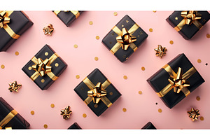 Elegant black gift boxes with golden, a Beauty & Fashion Photo by Sergey Kotenev