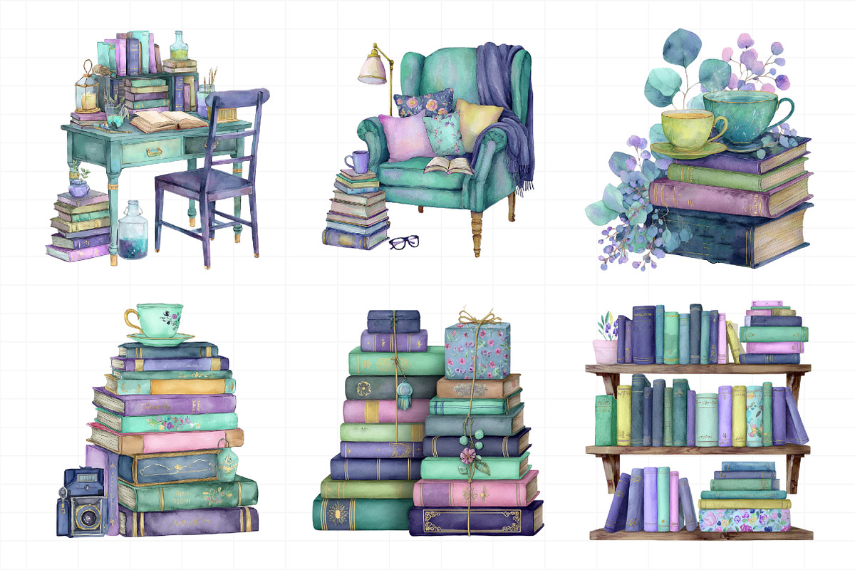 Literary Living Clipart Bundle, an Illustration by Daily.Designs (Photo 3 of 8)
