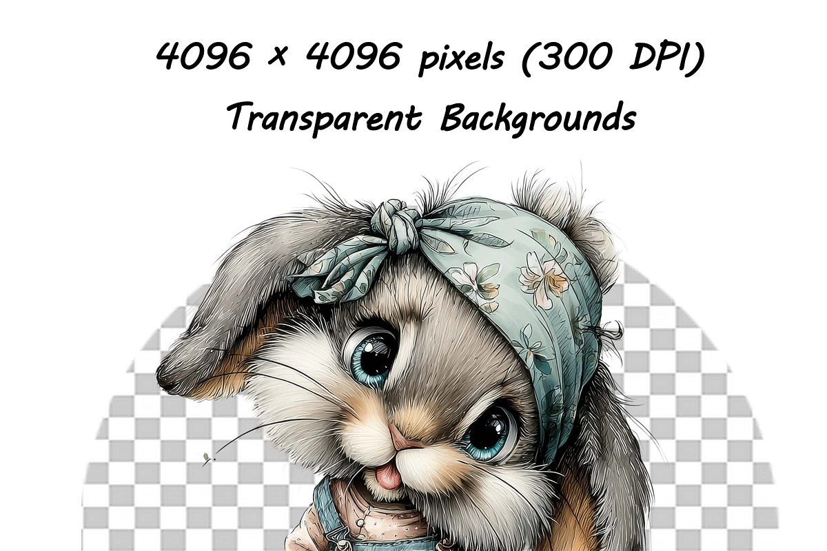 Whimsical Baby Animal Watercolor png, an Illustration by one-touch (Photo 9 of 18)