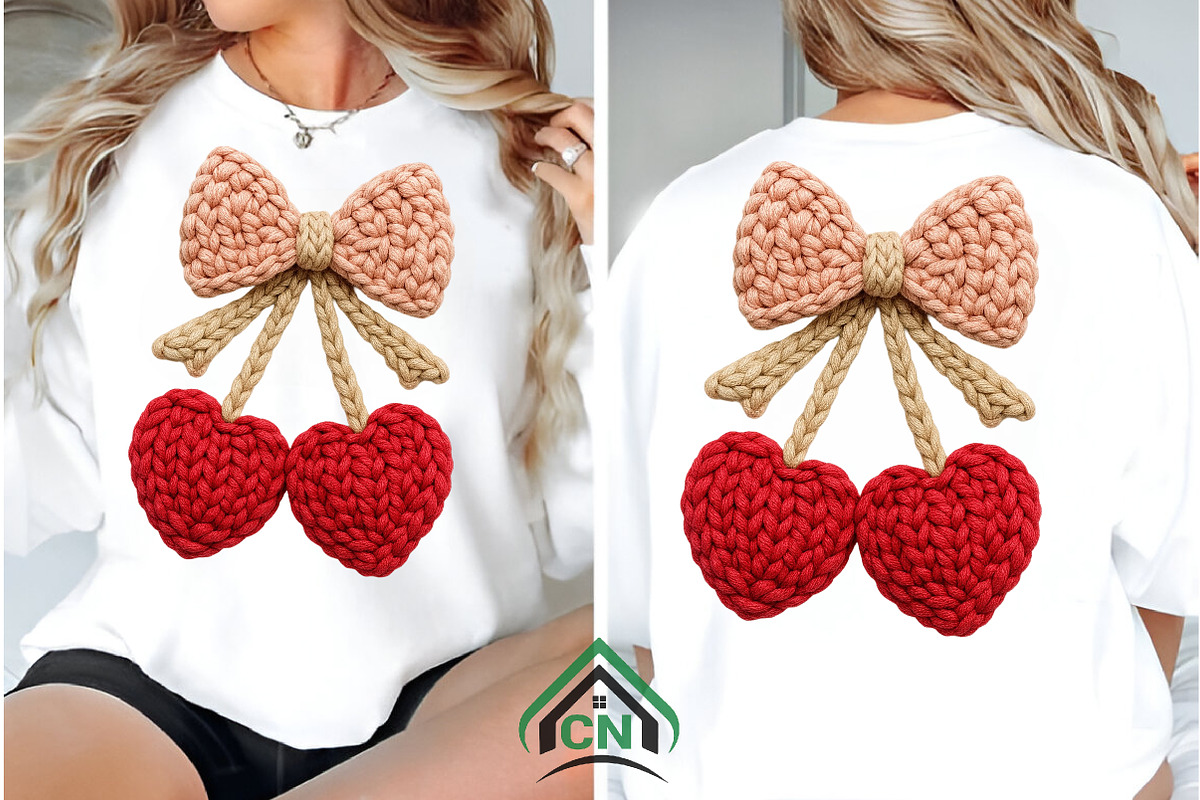 Knitted Valentine Cherry Coquette, an Illustration by Craft Nest (Photo 2 of 6)