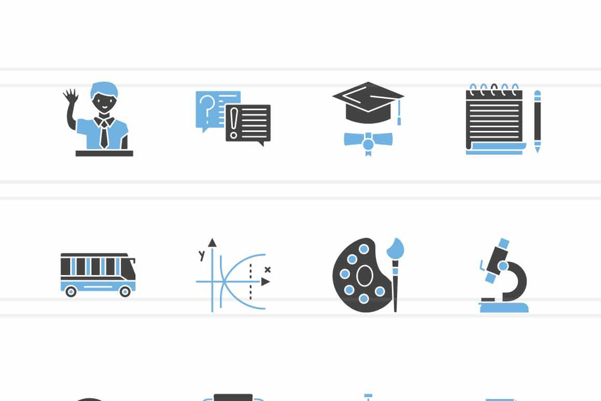 25 Teachers Day Blue & Black Icons, an Icon by IconBunny (Photo 2 of 2)