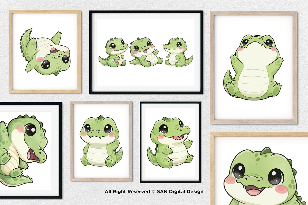 15 Bundle Watercolor Baby Crocodile, an Animal Illustration by Morspective (Photo 4 of 8)