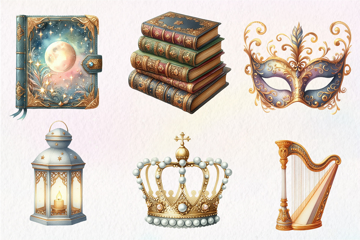 Watercolor Gilded Reverie Clipart, an Illustration by CreationArt (Photo 5 of 5)
