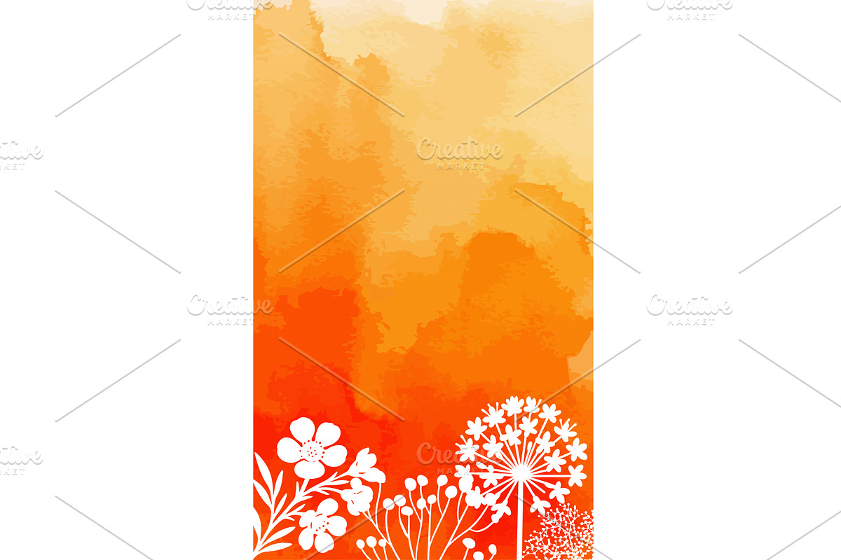 Watercolor orange background with, an Illustration by Nenahliadava Design