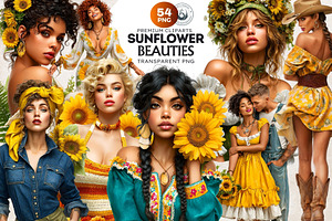 Sunflower Beauties Complete Cliparts, a Person Illustration by ThatsDesignArt