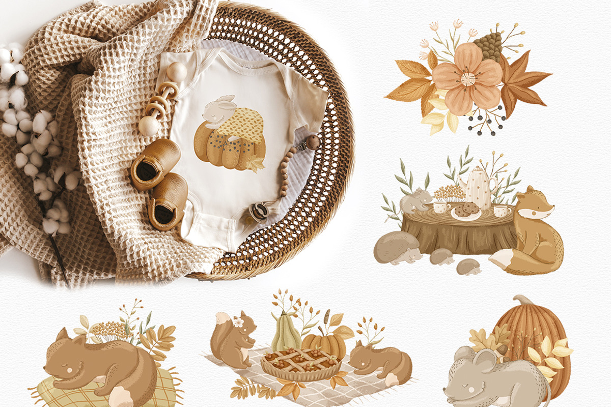 Warm Autumn baby collection, an Animal Illustration by polikarpovaart (Photo 5 of 14)