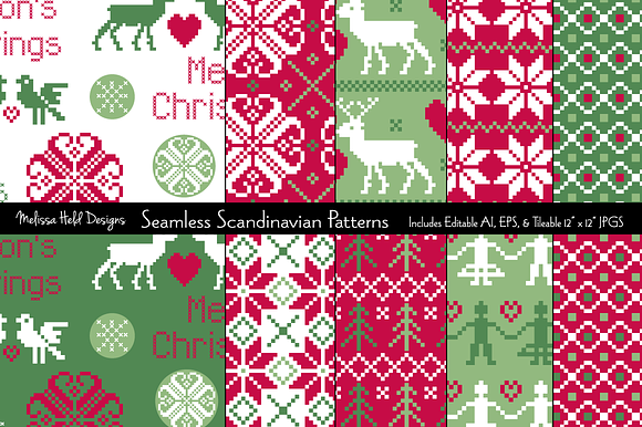Seamless Scandinavian Patterns preview 7