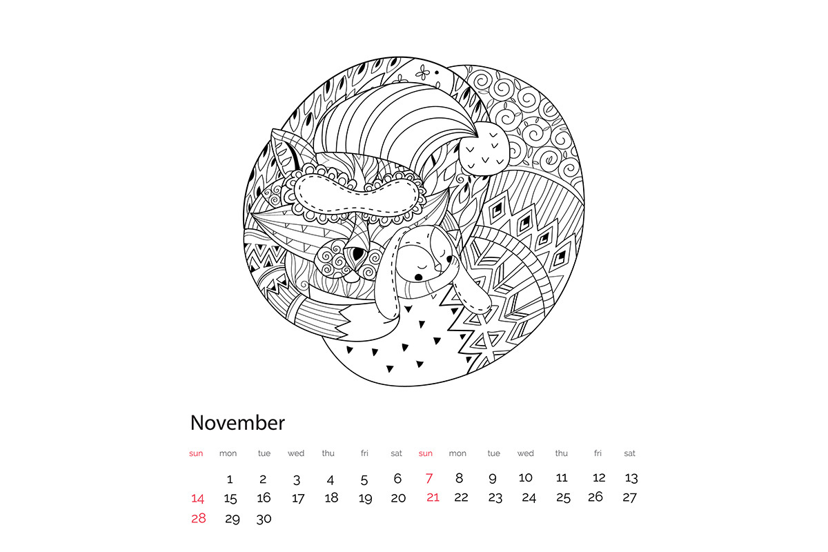 Coloring calendar on 2021, a Graphic by RAINBOWIRMA (Photo 3 of 3)