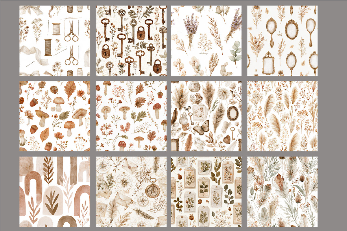 Boho Neutral Seamless Patterns, a Pattern Graphic by Design Market (Photo 2 of 4)