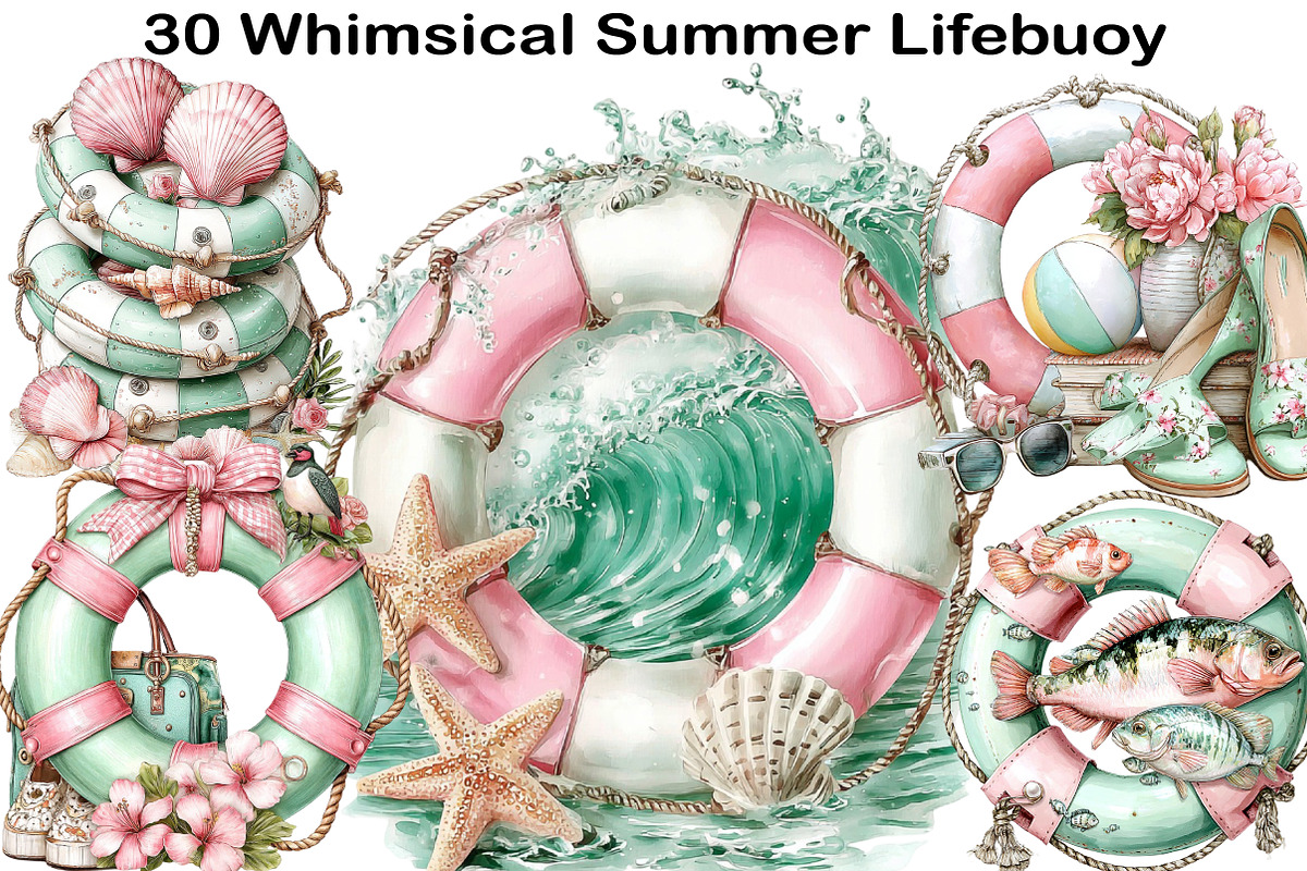 Whimsical Summer Lifebuoy Clipart, an Illustration by Black Bird Studio (Photo 1 of 5)
