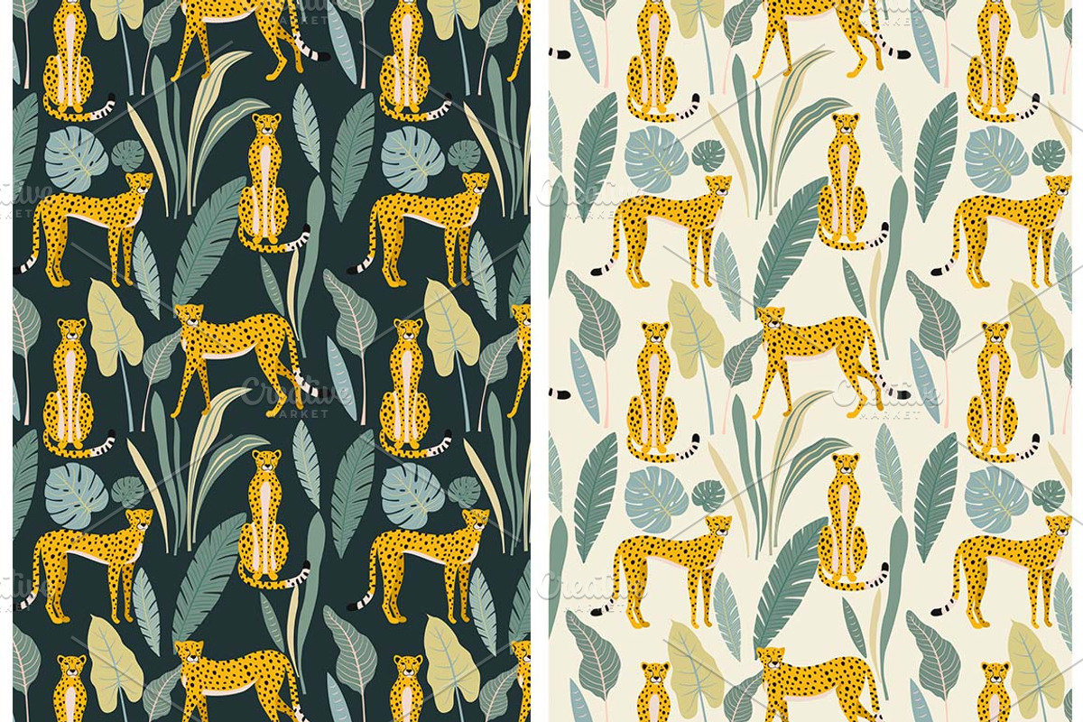 Collection of leopards and patterns., a Pattern Graphic by Taya