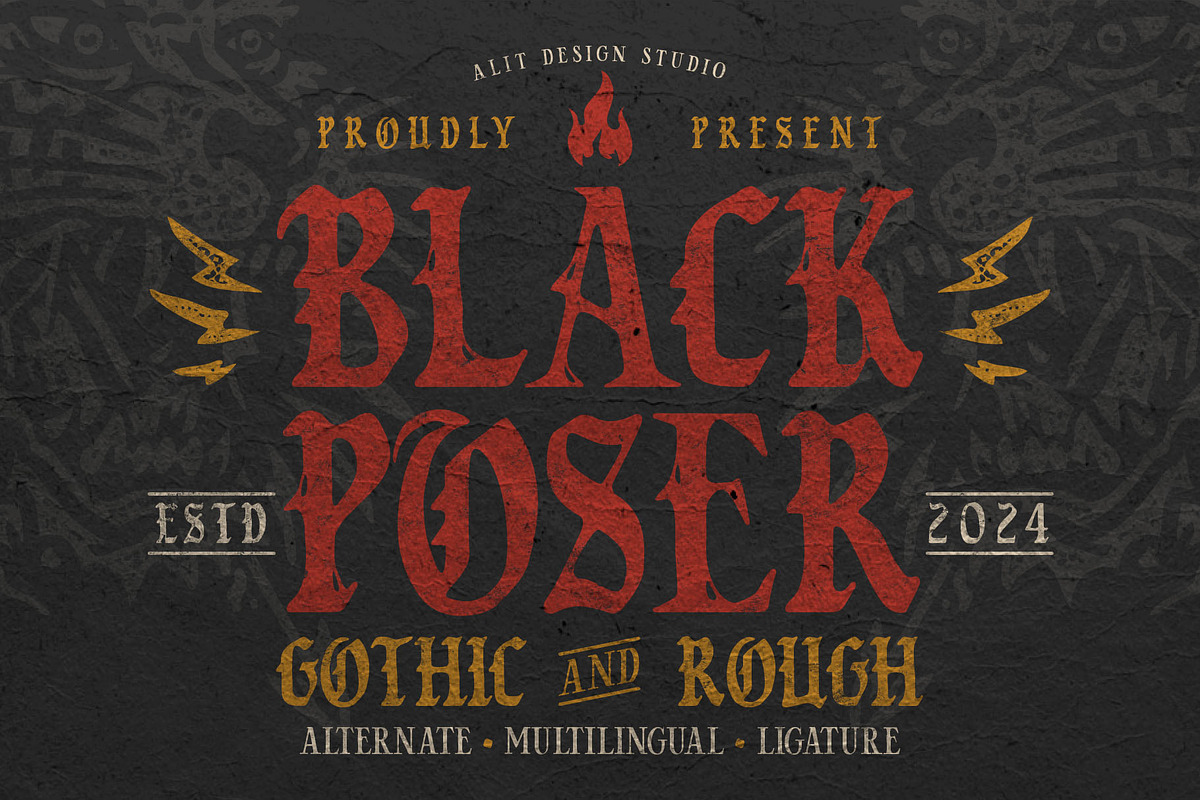 Black Poser Blackletter Typeface, a Blackletter Font by alit design (Photo 1 of 17)