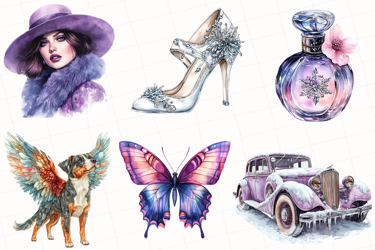 Watercolor Winter Snow Angel Clipart, an Illustration by OK Design (Photo 5 of 5)