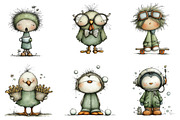 Quirky Funny Birds Clipart, an Illustration by DreamArtGraphic (Thumbnail 4 of 5)