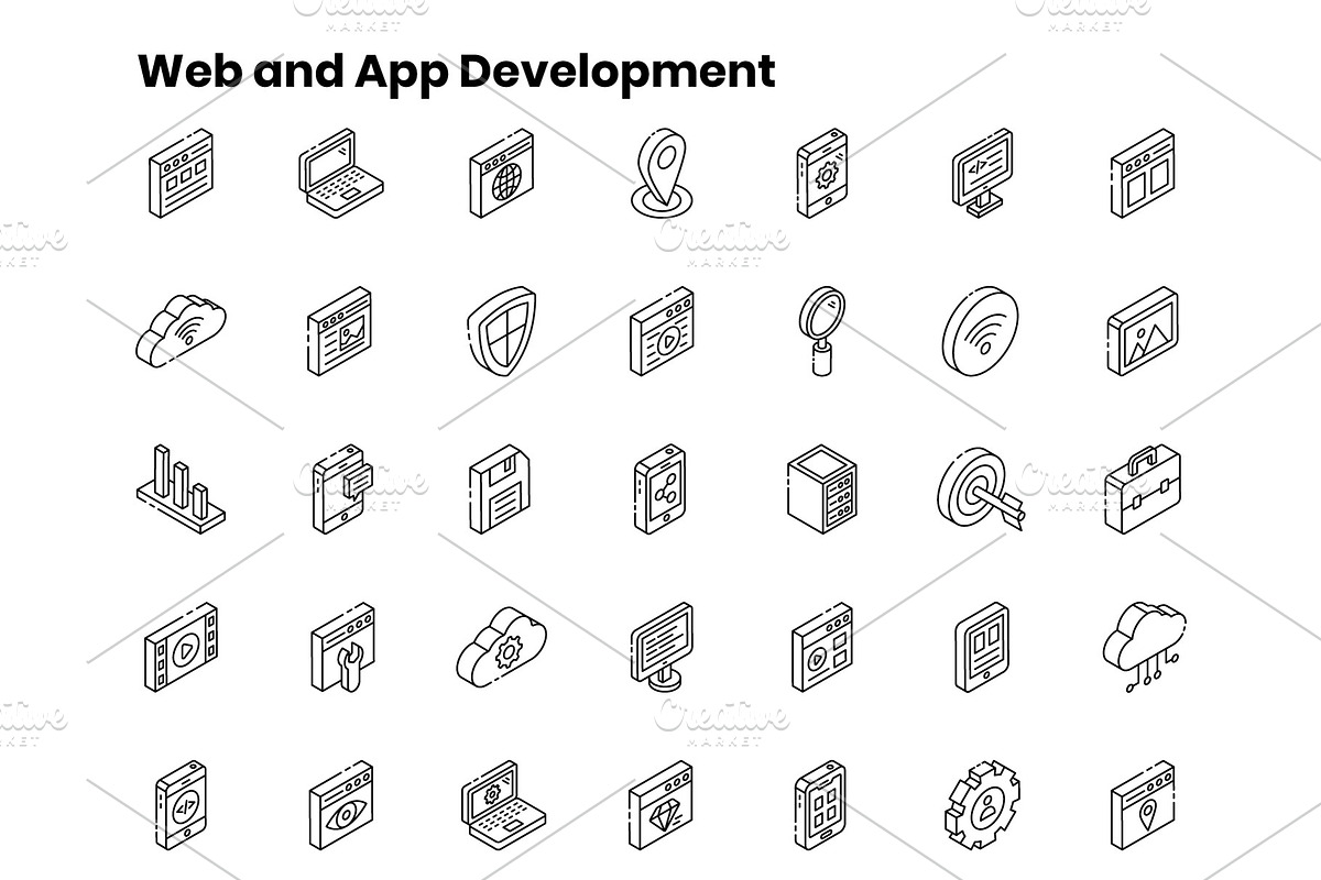 2000+ Isometric Icons Set, an Outline Icon by Brickclay (Photo 16 of 37)