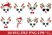 Christmas Reindeer Faces SVG Pack, an Illustration by Anastasia Feya (Thumbnail 3 of 5)