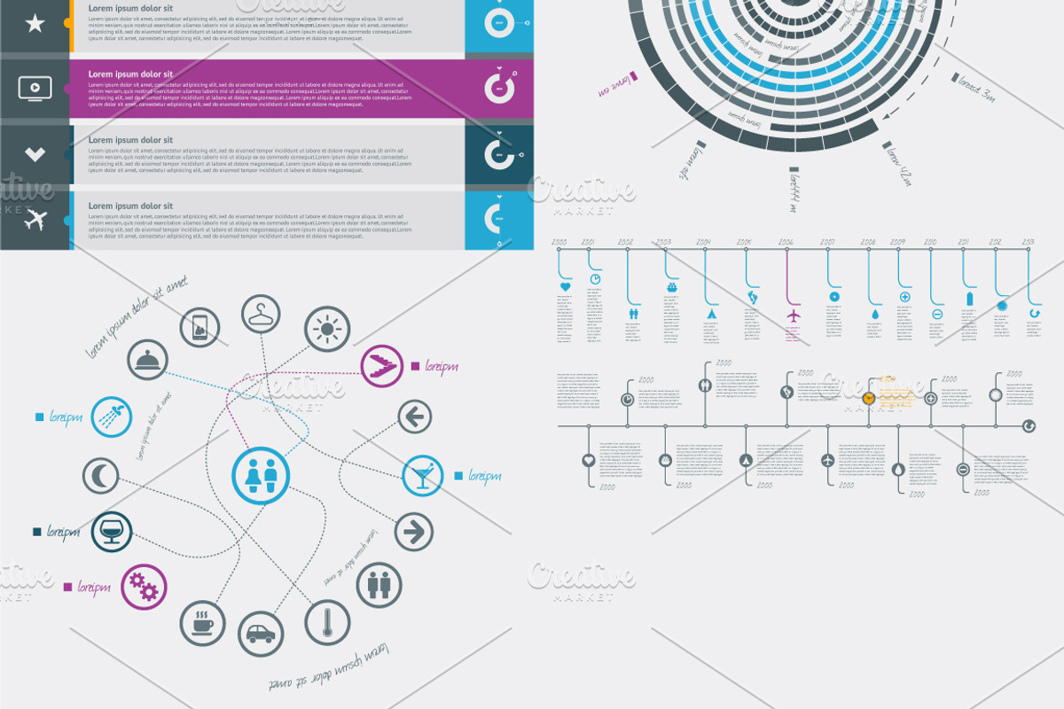 Elements of Infographics with button, a Templates & Theme by fet