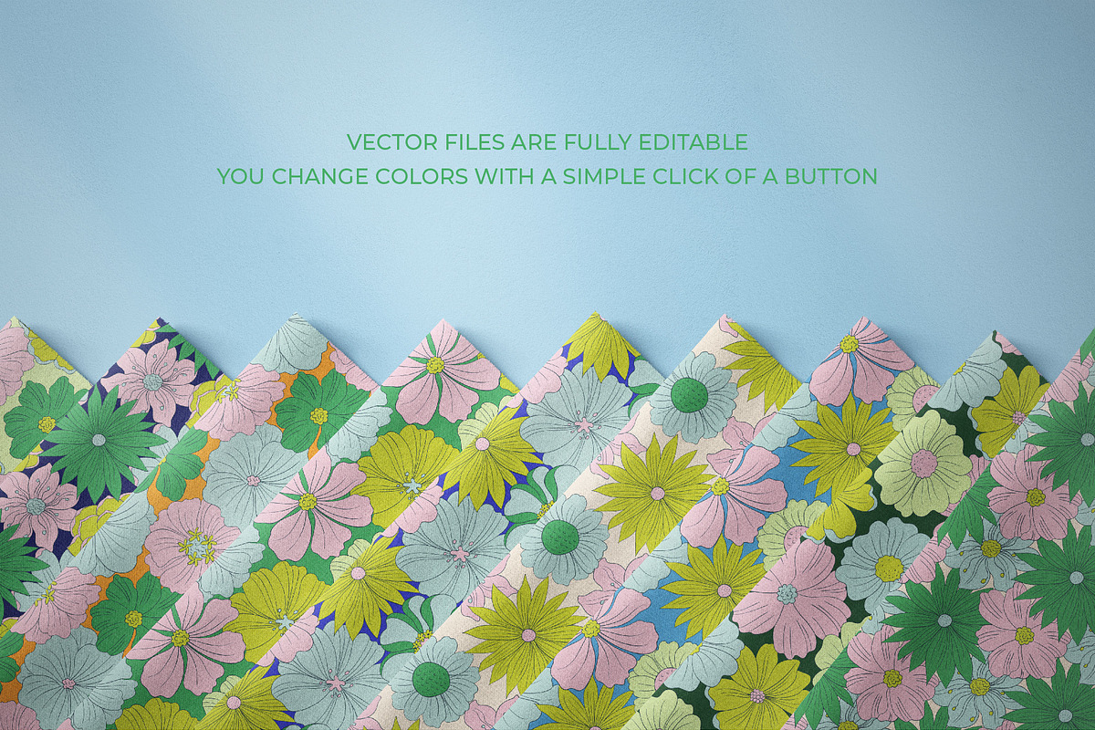 Fresh Summer Retro Floral Patterns, a Pattern Graphic by Tiger and Flower (Photo 12 of 20)