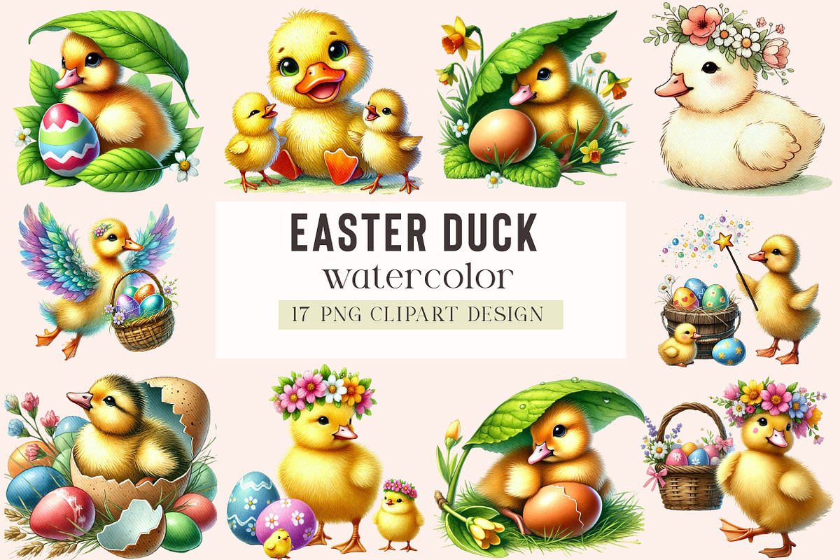 Easter Duck Clipart bundle,, an Illustration by DreamArtGraphic (Photo 1 of 4)