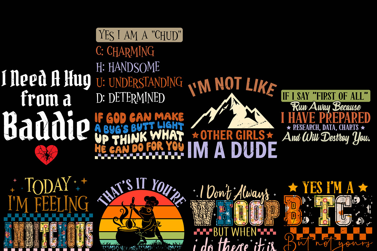 Funny Sarcastic Quote Graphic Bundle, an Object Graphic by vintage (Photo 1 of 3)